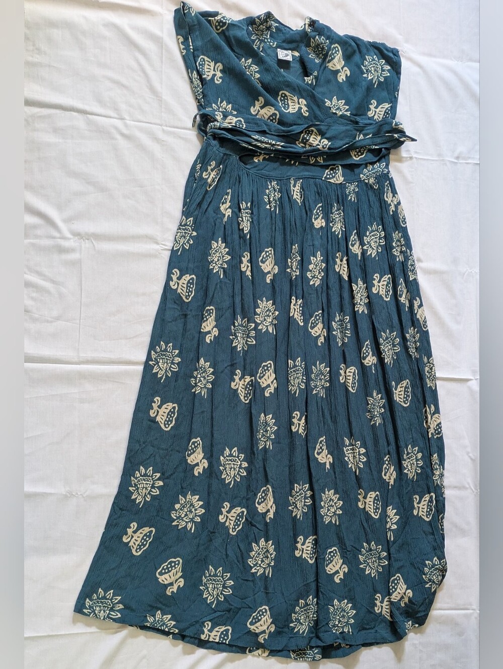 Summer Floral Print Wrap Top Maxi Dress Nusantara Asian Crafts